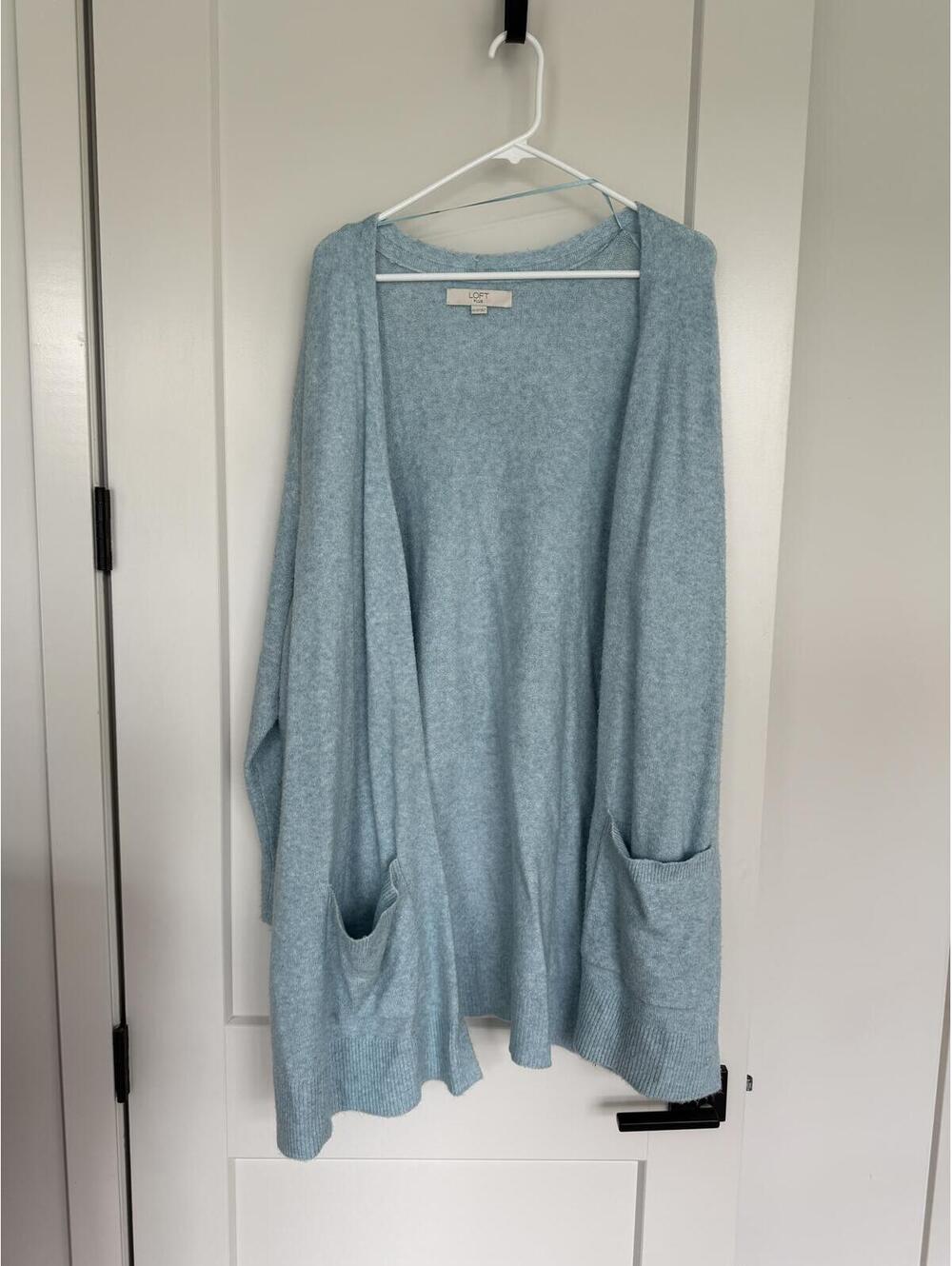 LOFT Plus Light Blue Open Front Cardigan Sweater Size 24/26